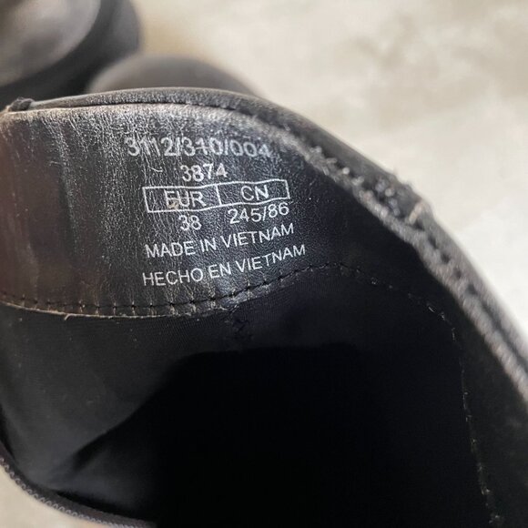 Zara Womens Chunky Sole Leather Zip Ankle Boot 38 - Picture 7 of 11